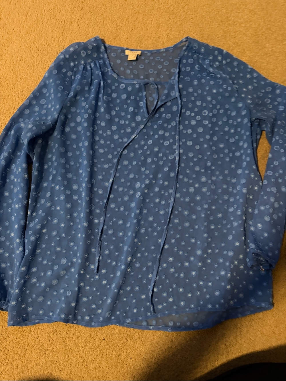 J. Crew Blue Dot Tie-Neck Blouse